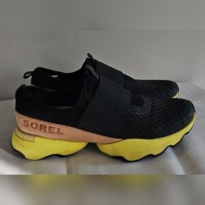 Sorel Women's Black and Yellow Slip-On Sneakers